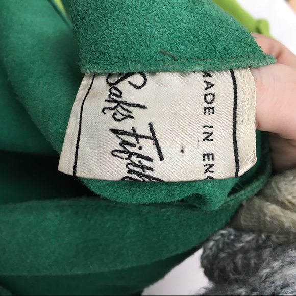 SOLD :: Vintage 60s Green Suede Belted Vest - Picture 7 of 8